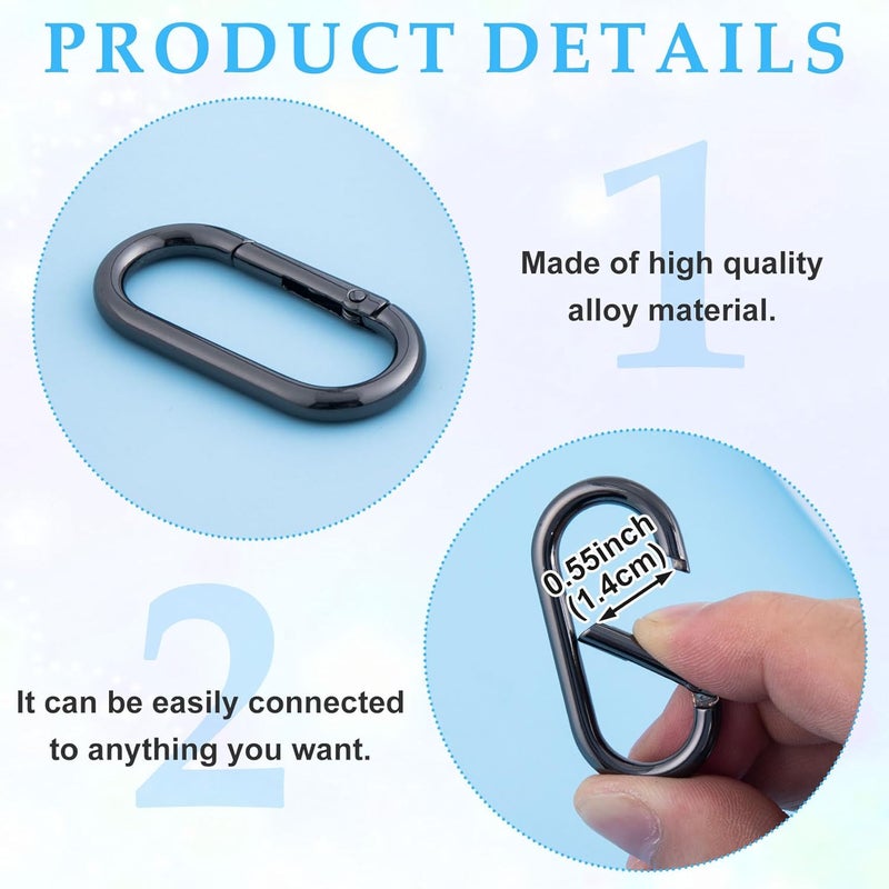 STSTR 3pcs Oval Spring Ring Clips, Metal Keyring Purse Clip, Heavy Duty Opening O Ring Carabiner for Keychains,Backpacks, Keys - Image 3